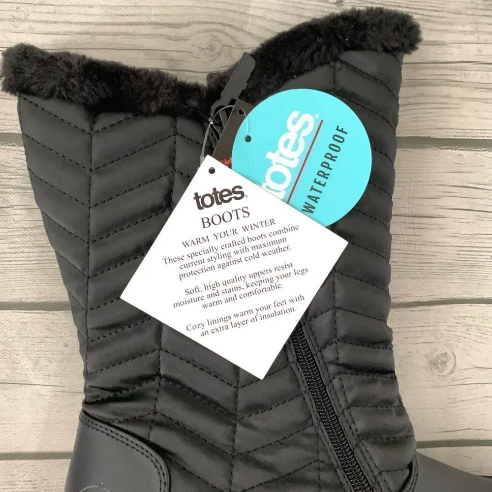 NWT Totes weatherproof black boots-9